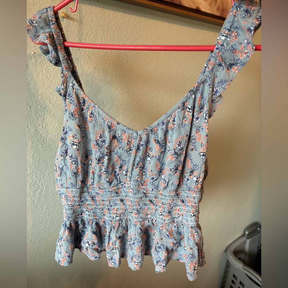 Floral Blue Sleeveless Top